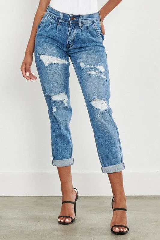 Vibrant M.i.U High Waisted Boyfriend Jeans