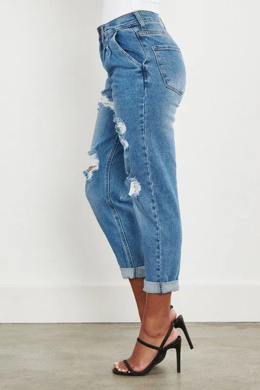 Vibrant M.i.U High Waisted Boyfriend Jeans