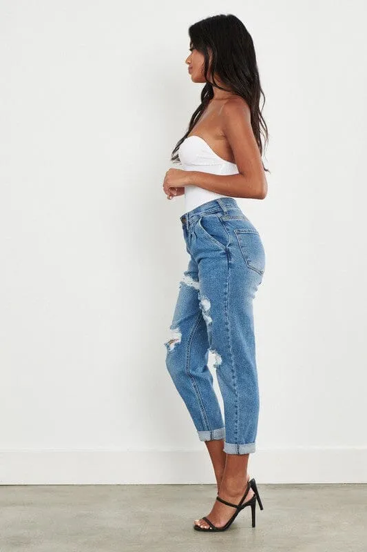 Vibrant M.i.U High Waisted Boyfriend Jeans