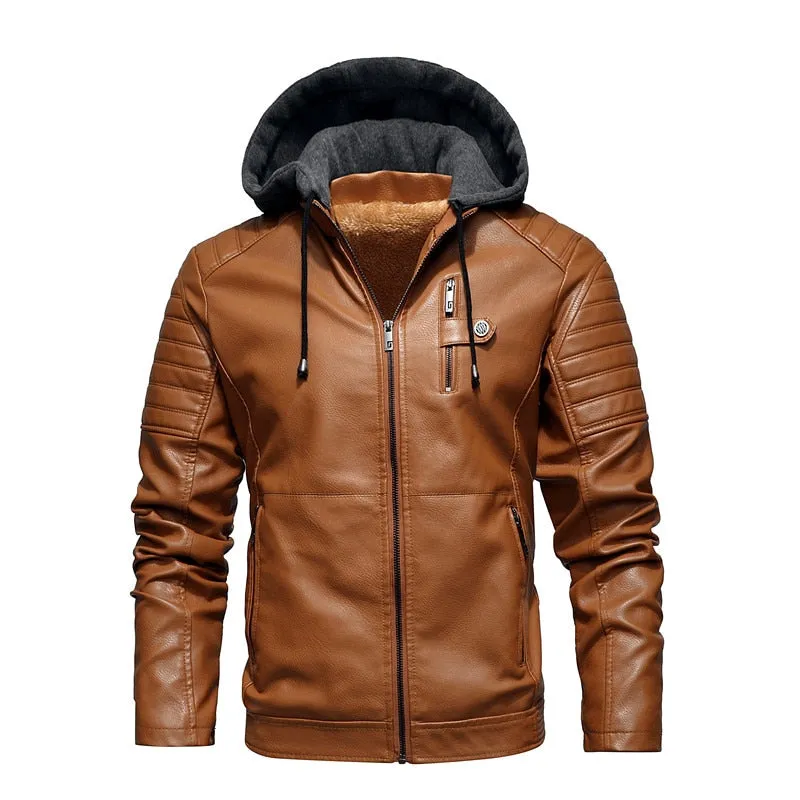 West Louis™ Biker Fleece Thicken Motorcycle Leather Jacket