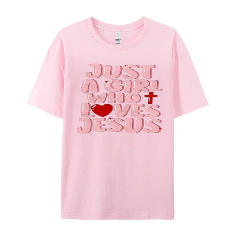 Women Just A Girl Who Loves Jesus Print Graphic T-shirt