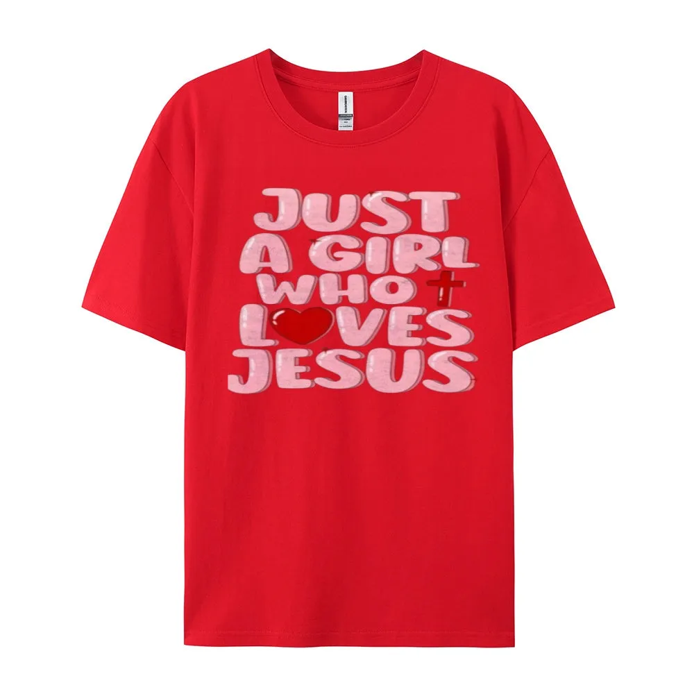 Women Just A Girl Who Loves Jesus Print Graphic T-shirt