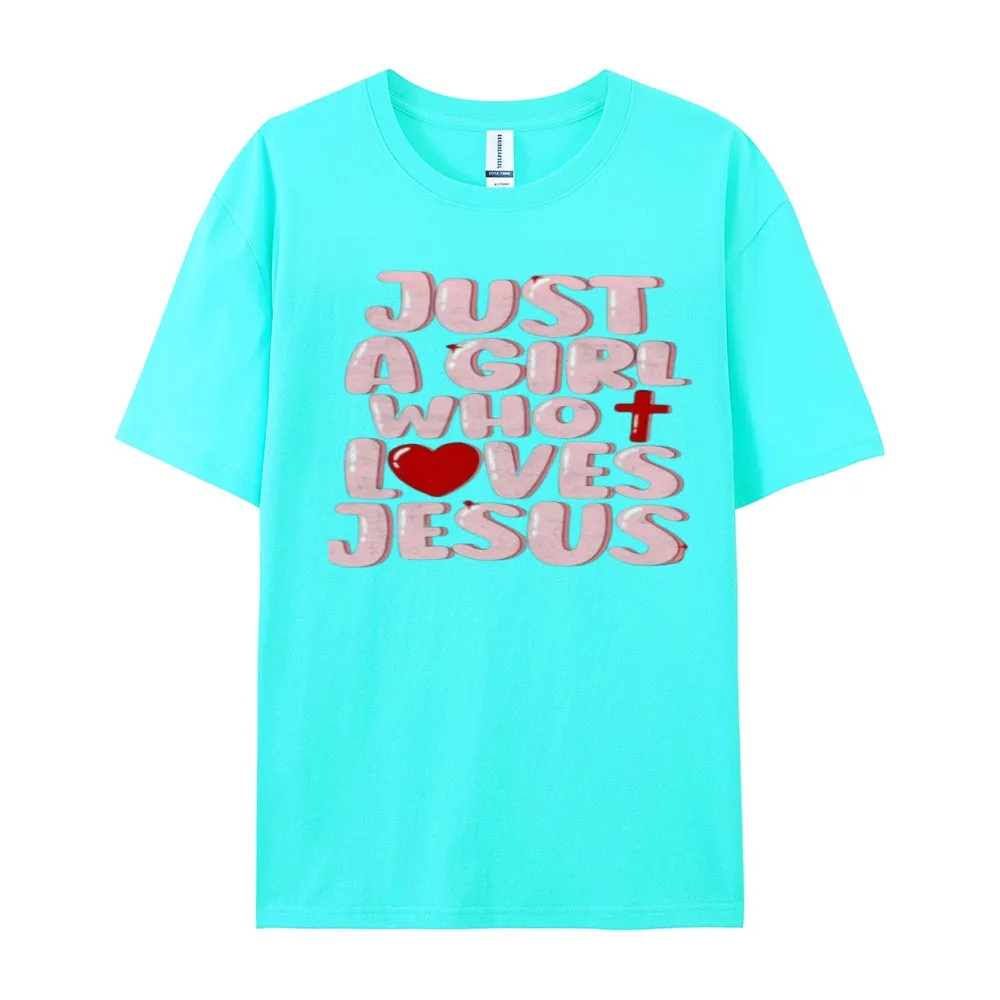 Women Just A Girl Who Loves Jesus Print Graphic T-shirt