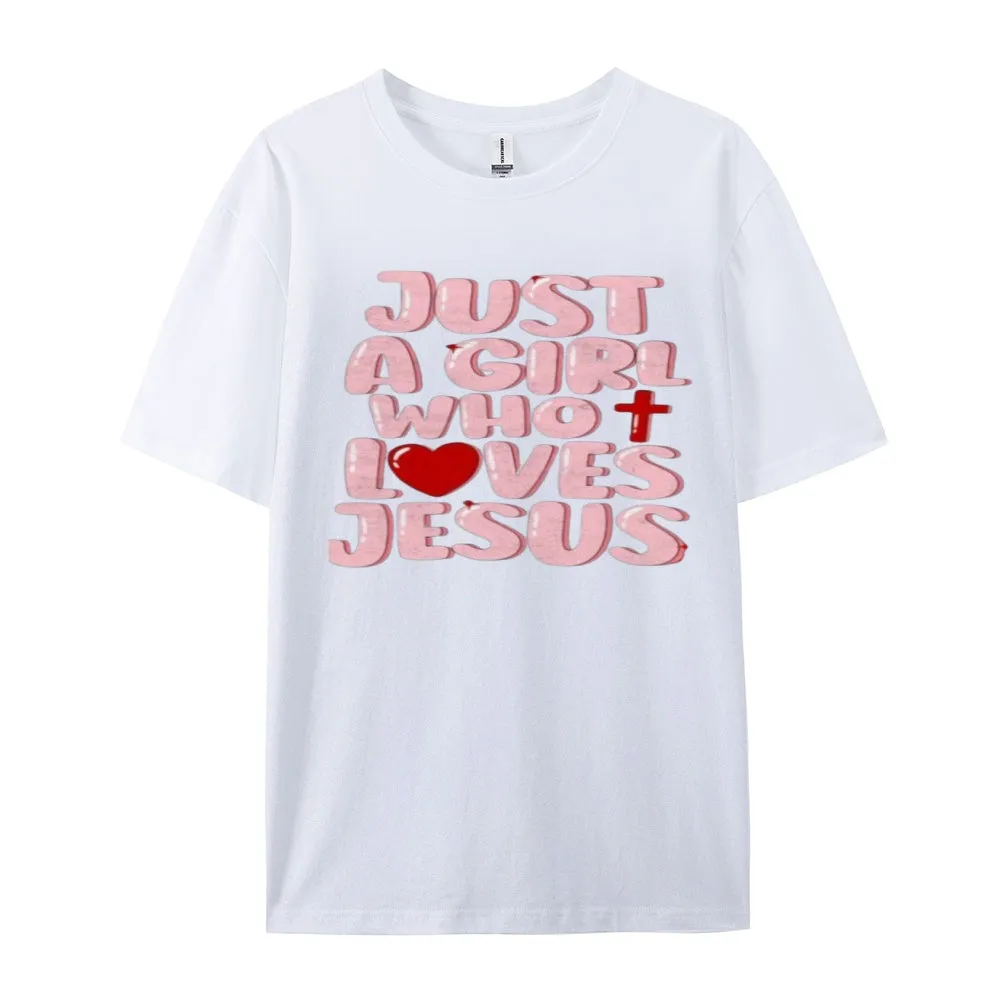 Women Just A Girl Who Loves Jesus Print Graphic T-shirt