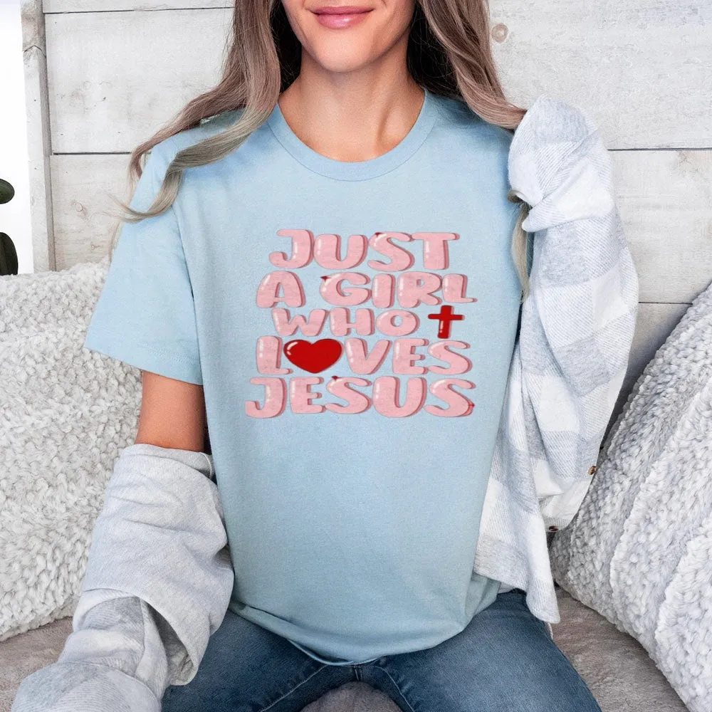 Women Just A Girl Who Loves Jesus Print Graphic T-shirt