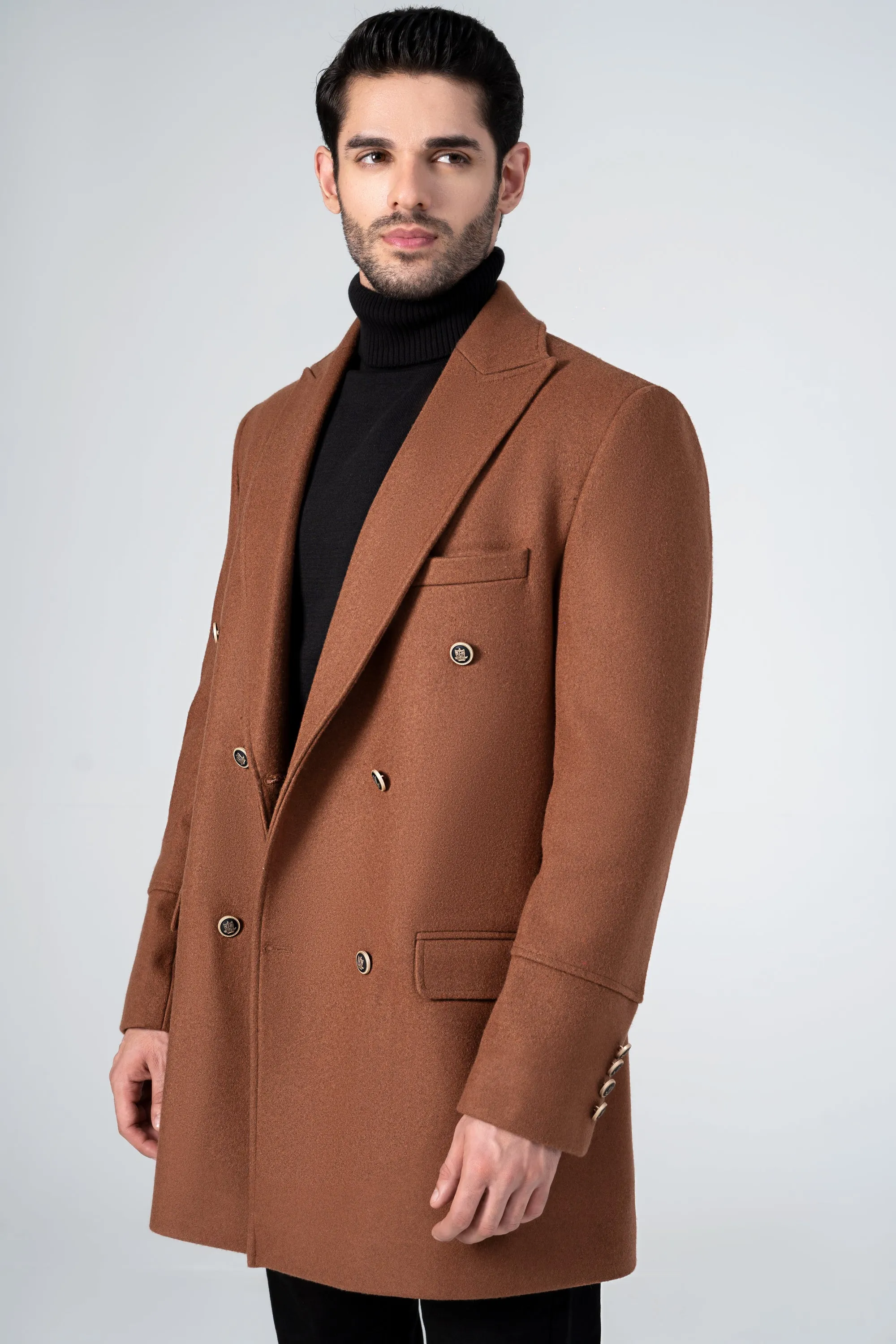 WOOLEN LONG COAT RUST