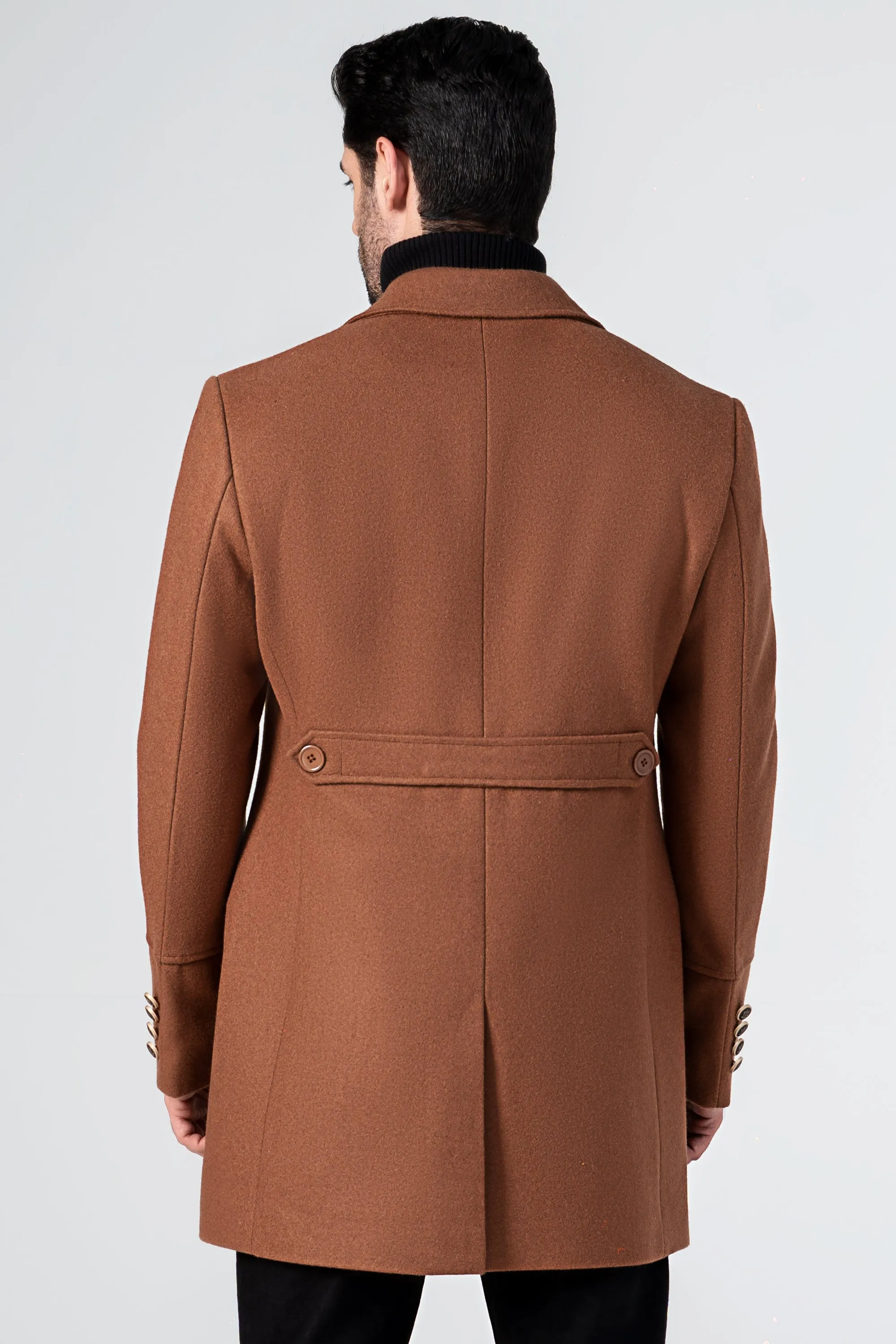 WOOLEN LONG COAT RUST