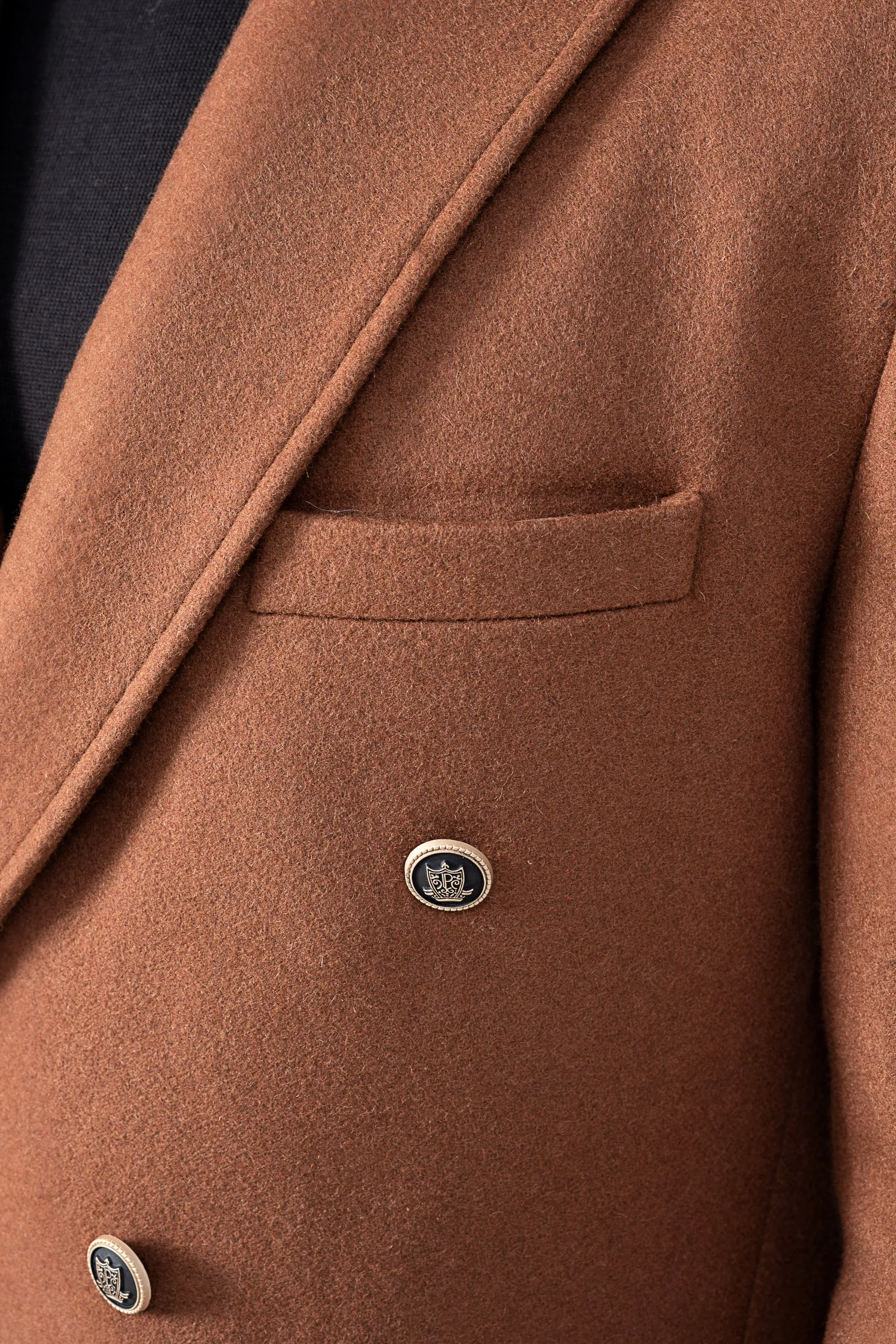 WOOLEN LONG COAT RUST