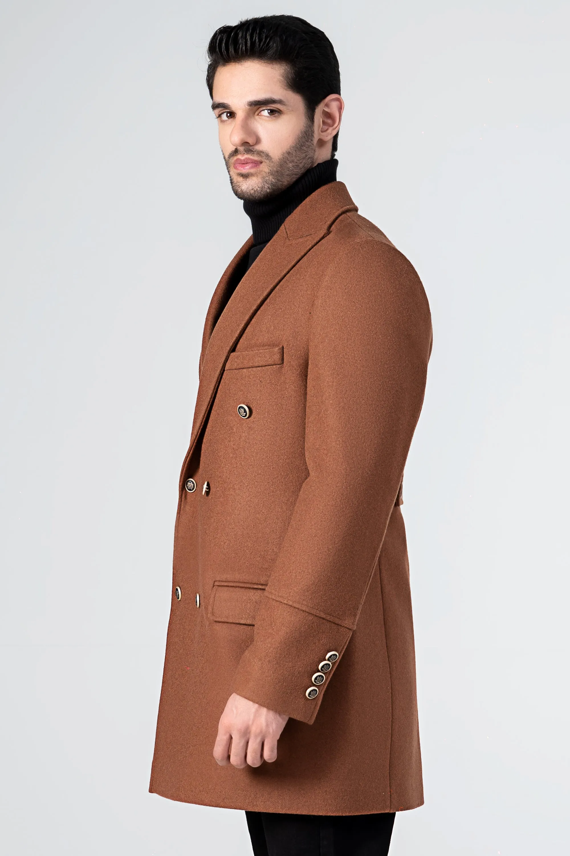 WOOLEN LONG COAT RUST